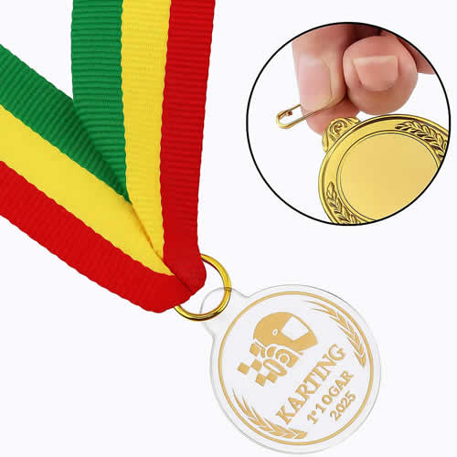 Fitas para medalhas de acrílico/metal-azul-vermelho