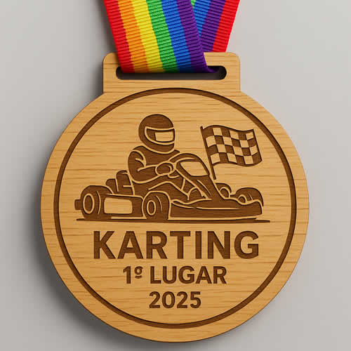 Medalhas em madeira - Gravadas a laser