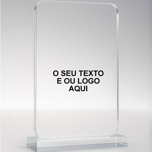 Troféu acrílico personalizado grande - dedicação e mérito