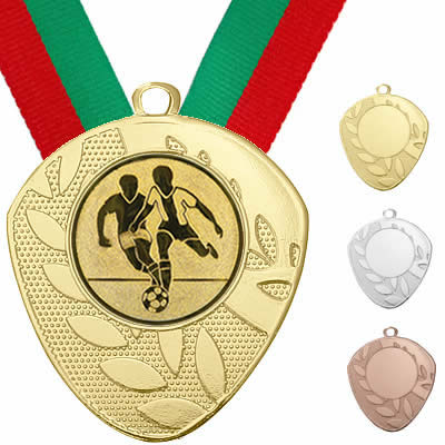 Medalha de metal 46x55 mm na cor dourada para premiar os vencedores no futebol