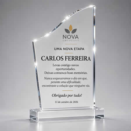Reforma - troféu acrílico personalizado