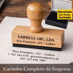 Carimbo-com-Nome-da-Empresa-Morada-e-NIF-Madeira-Manual-almofada-incluida
