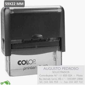 Carimbo automático -personalizado COLOP Printer C40, tamanho 59x22 mm, ideal para personalização com nome, profissão e contactos. Estrutura compacta e resistente.