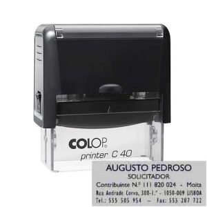 Carimbo automático COLOP Printer P40 preto com personalização para solicitador