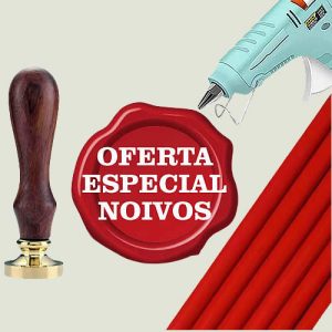 Sinete para lacre com barras vermelhas e pistola aplicadora